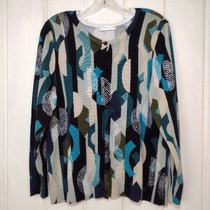 Christopher & Banks Blue and Green Cardigan Sweater Petite